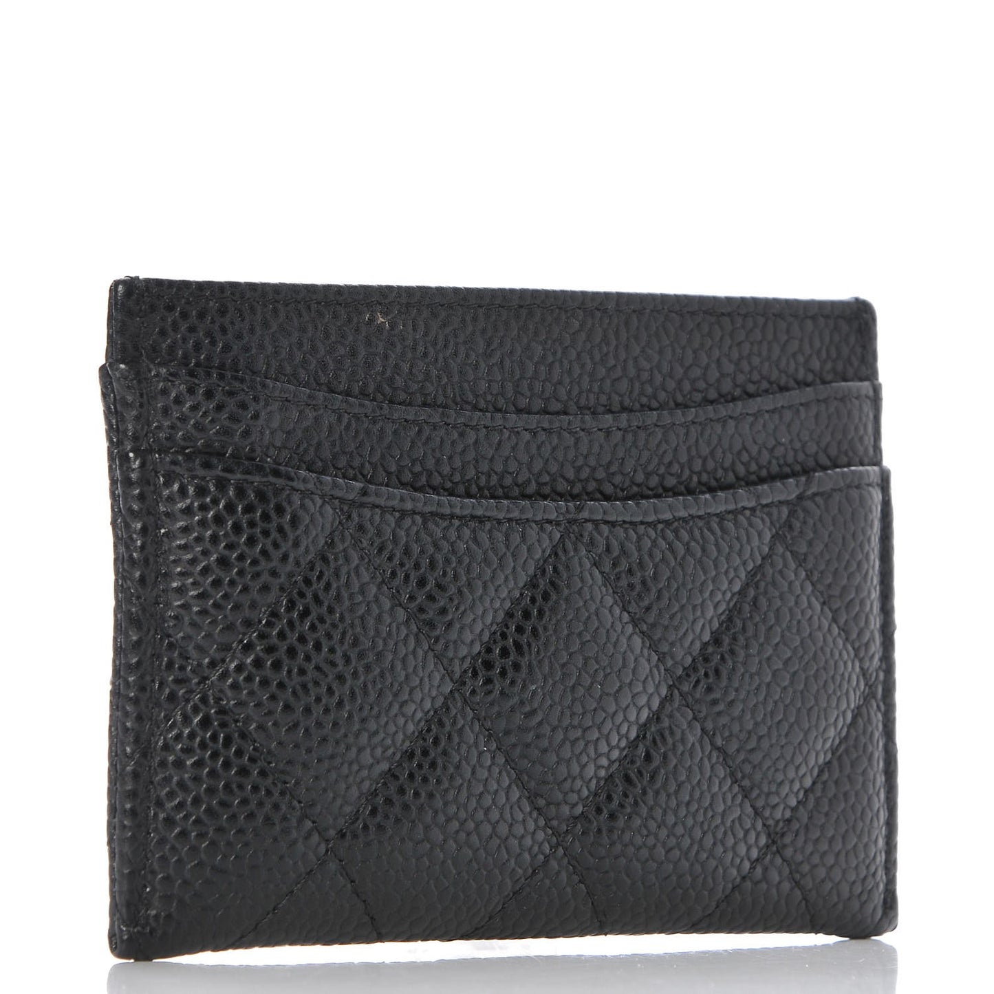 Caviar Quilted Card Holder Black