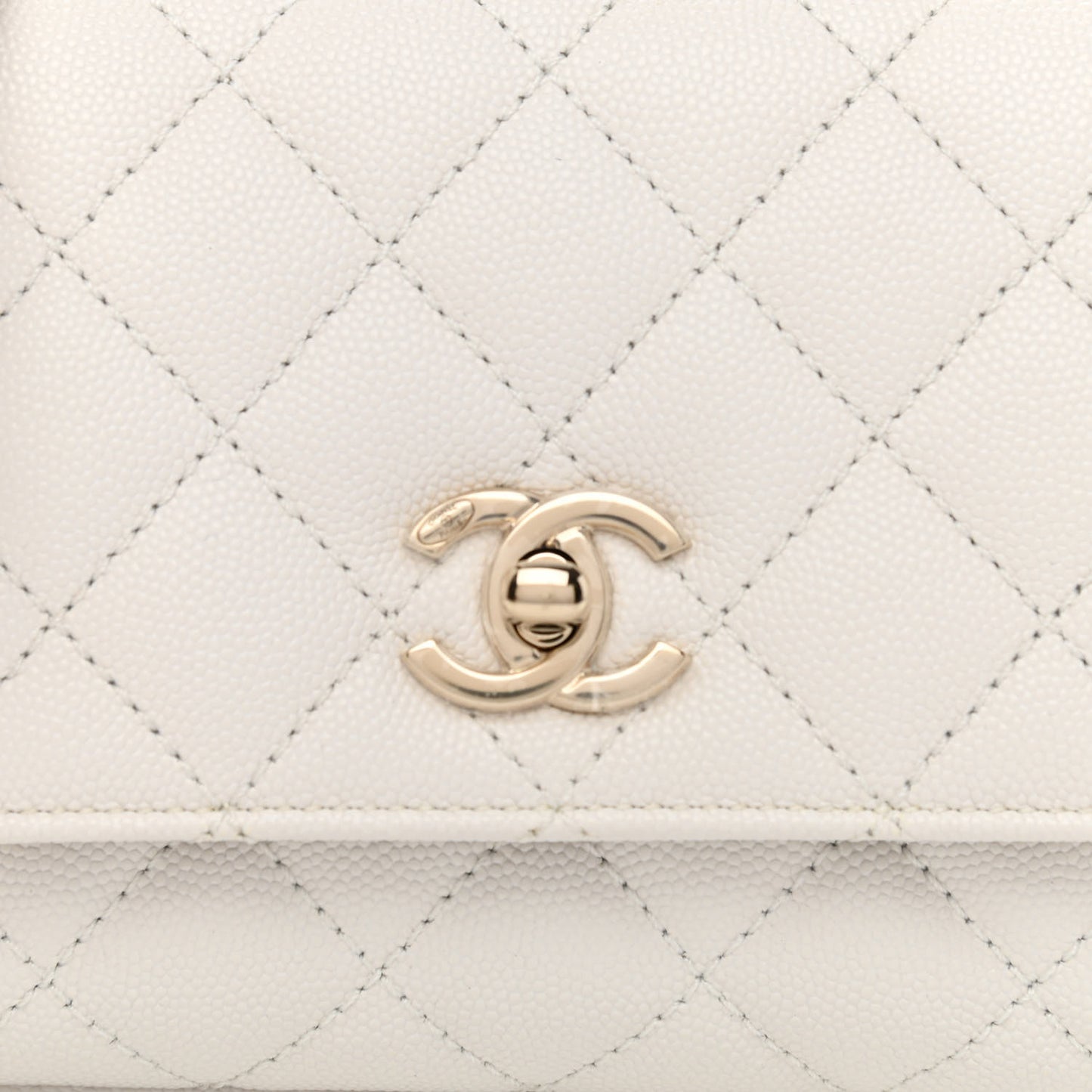 Caviar Quilted Extra Mini Coco Handle Flap White
