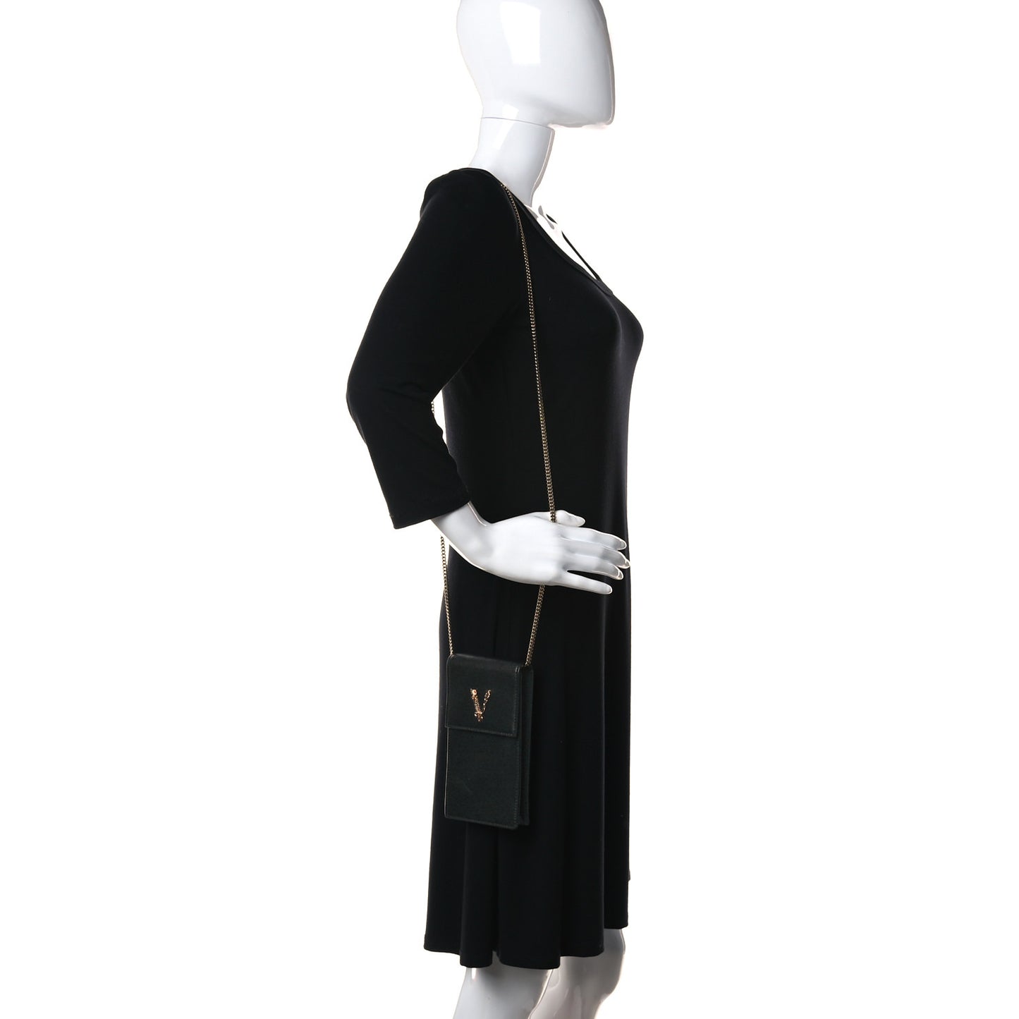 Vitello Medallion Cell Phone Crossbody Black