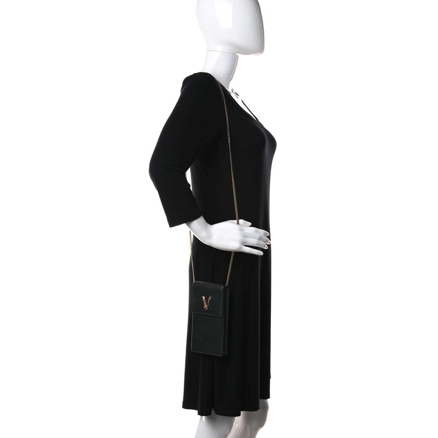 Versace Vitello Medallion Cell Phone Crossbody Black 2 of 12