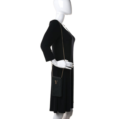 Versace Vitello Medallion Cell Phone Crossbody Black 2 of 12