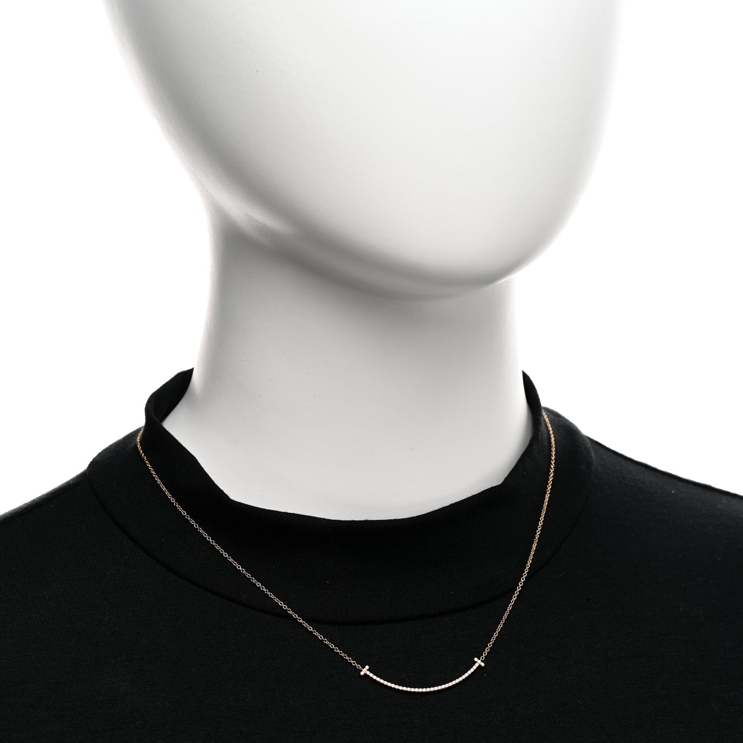 18K Rose Gold Diamond Small T Smile Pendant Necklace