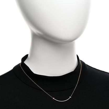 Tiffany 18K Rose Gold Diamond Small T Smile Pendant Necklace 2 of 4