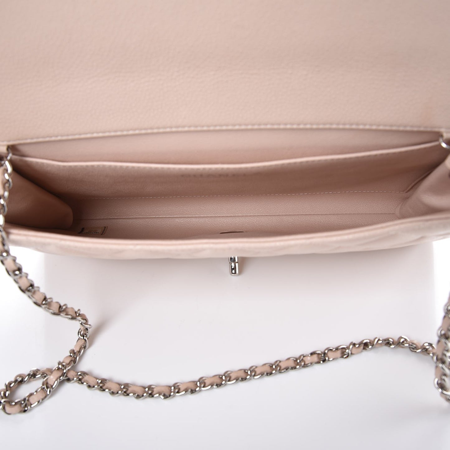 Caviar Quilted Clutch With Chain Flap Light Pink