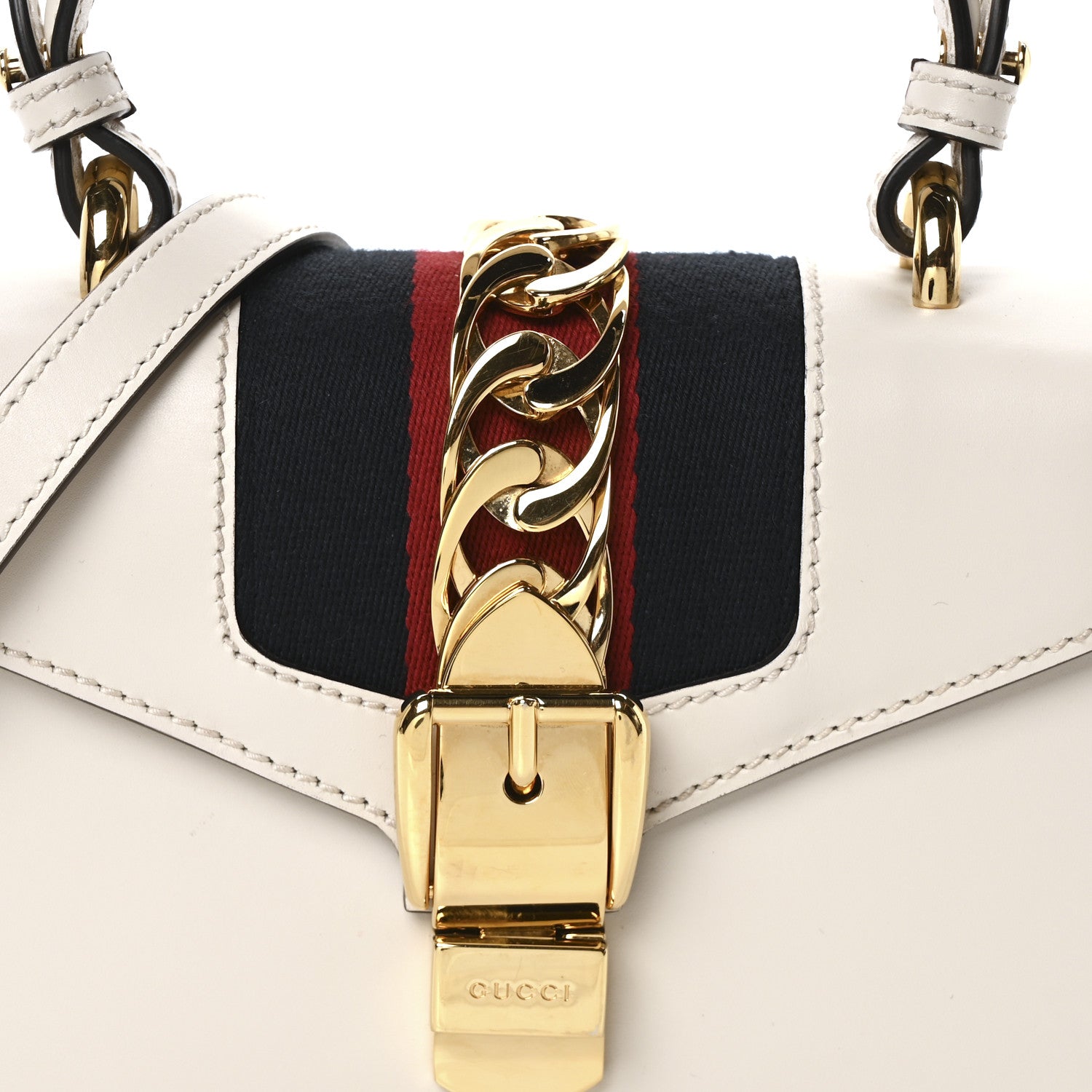 Gucci Calfskin Mini Sylvie Top Handle Bag White 8 of 10