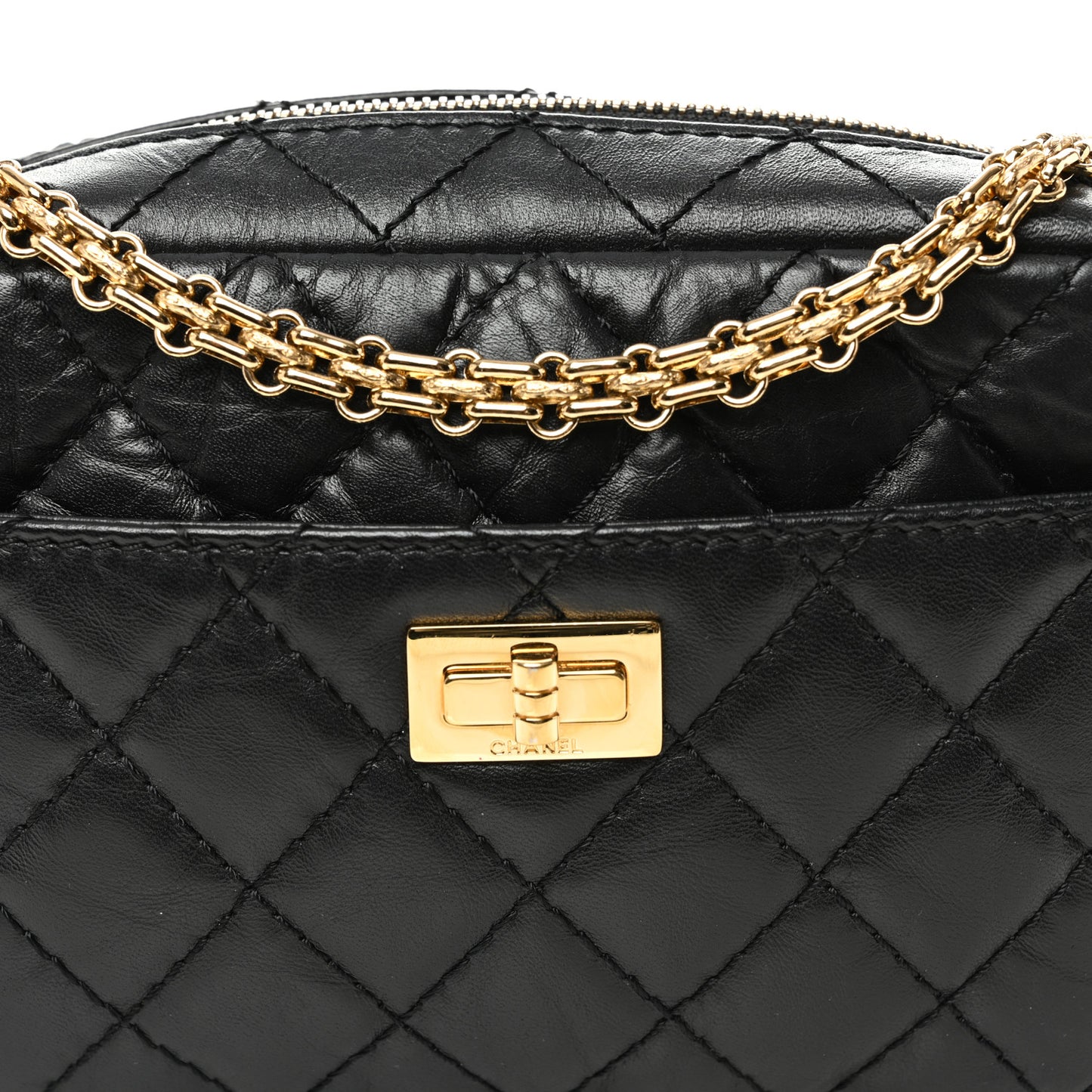 Aged Calfskin Quilted Mini Reissue Camera Case Black