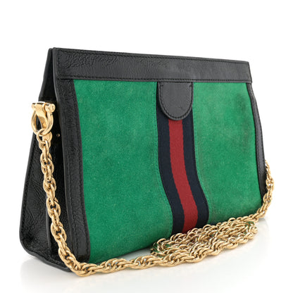 Gucci Suede Patent Web Medium Ophidia Chain Shoulder Bag New Shamarock Black 3 of 13