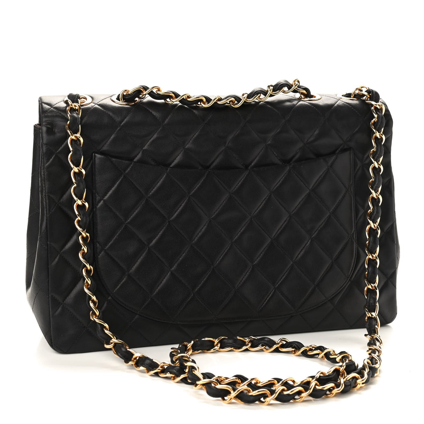 Lambskin Quilted XL Jumbo Single Flap Black