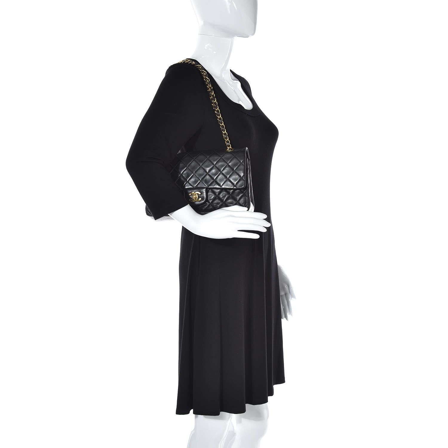 Chanel Lambskin Quilted Medium Double Flap Black 2 of 12