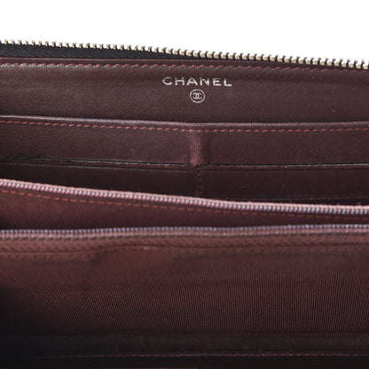 Chanel Lambskin Quilted Large Gusset Zip Around Wallet Black 9 of 12