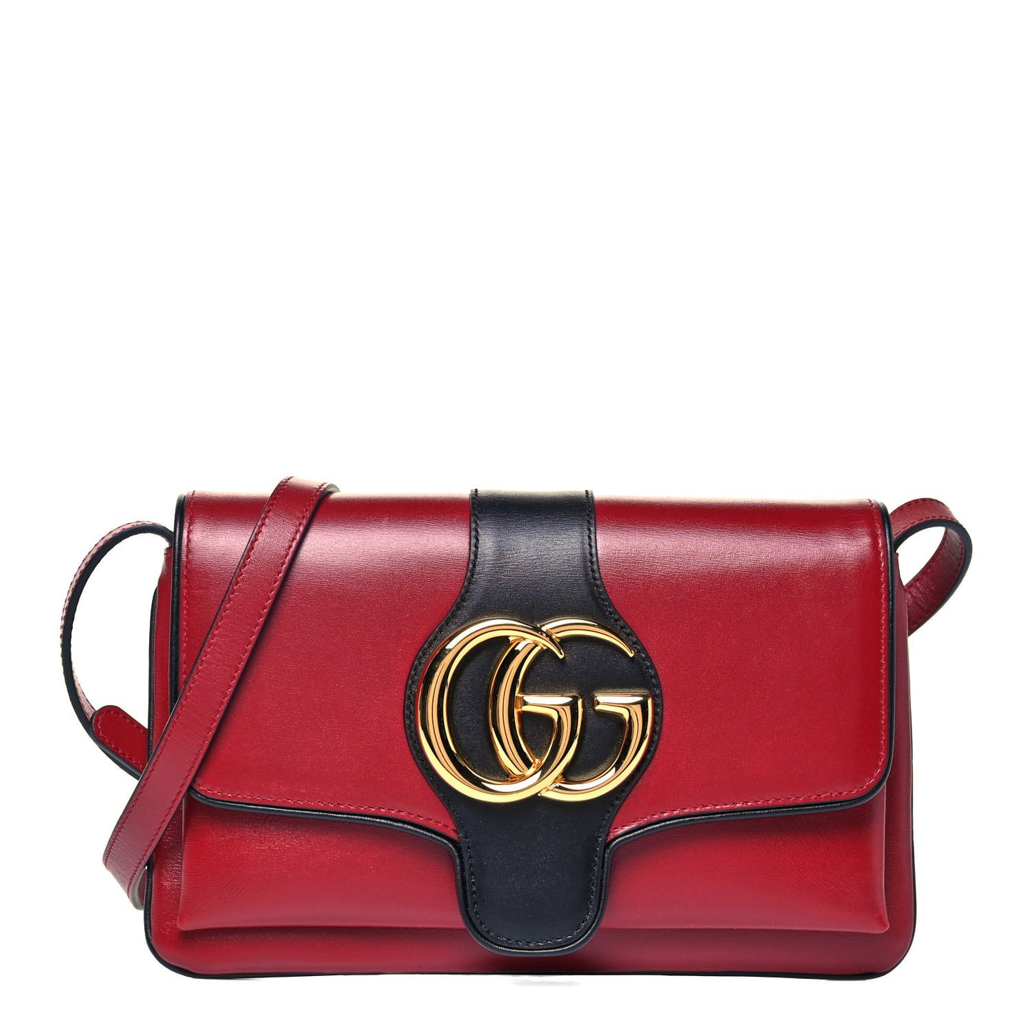 Vitello Palmellato Lux Bi-Color Small Arli Flap Shoulder Bag New Cherry Red Black