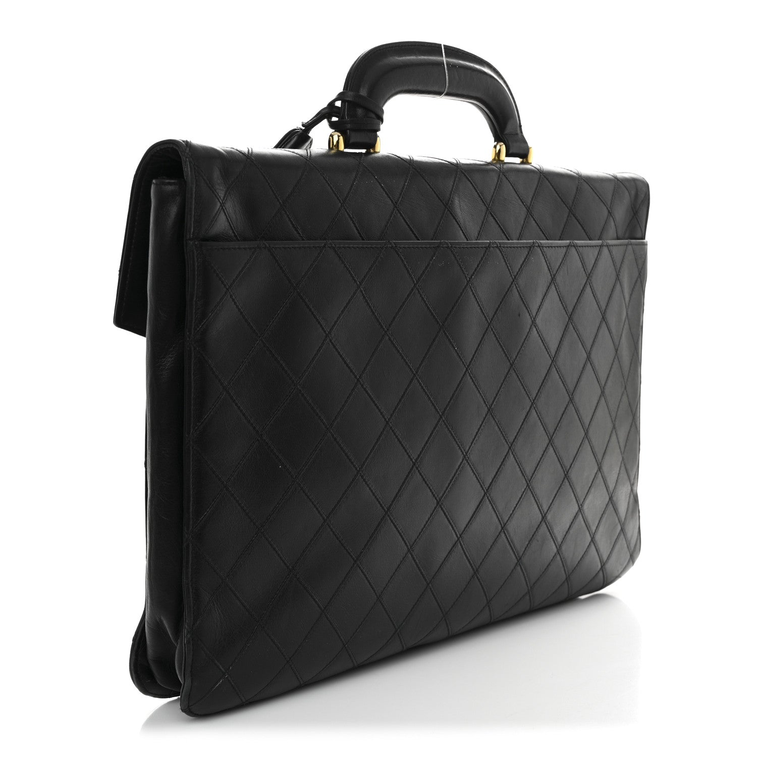 Chanel Lambskin Stitched Briefcase Bag Black 3 of 18