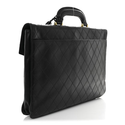 Chanel Lambskin Stitched Briefcase Bag Black 3 of 18