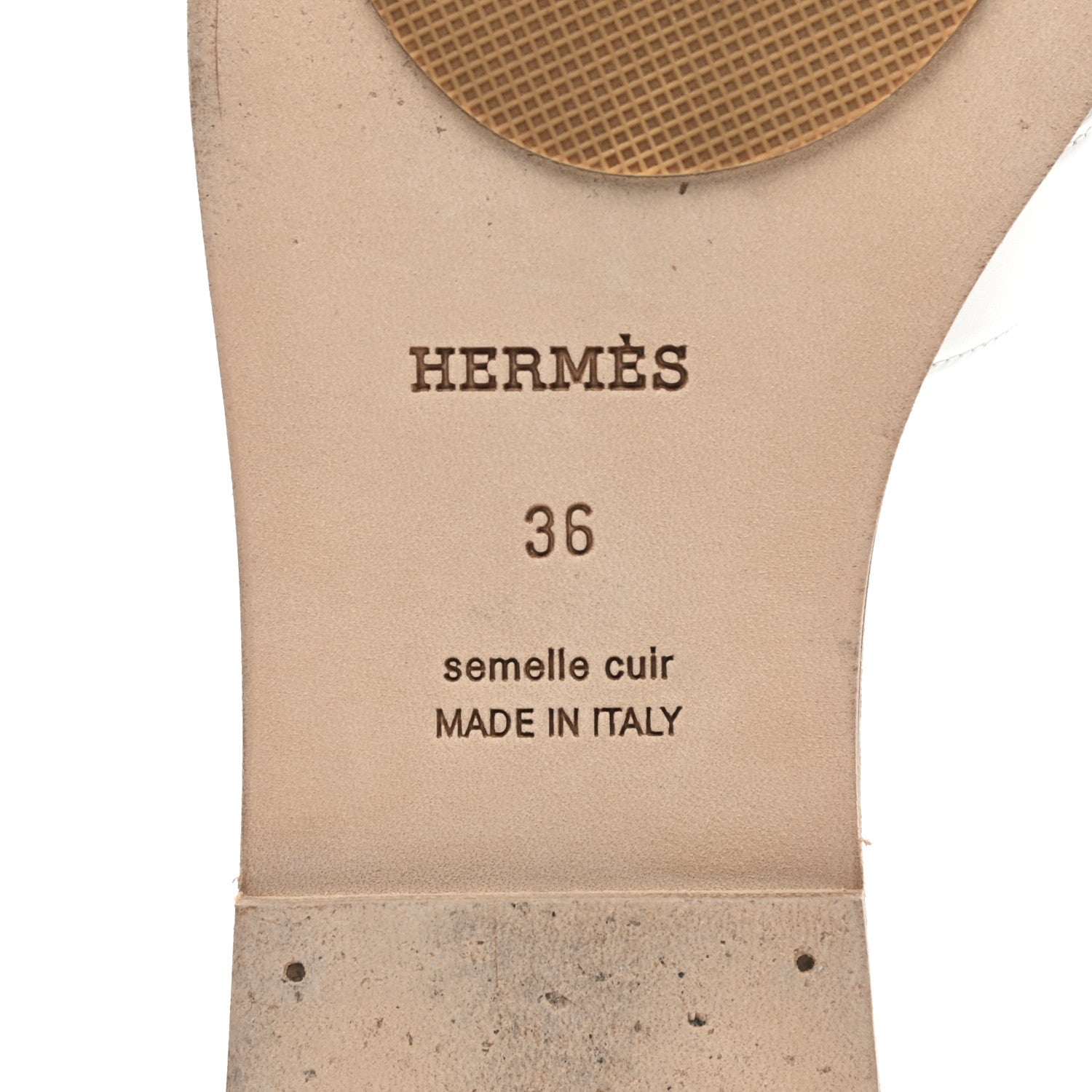 Hermes Metallic Nappa Box Oran Sandals 36 White Gris Argente 6 of 11