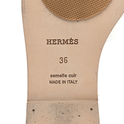 Hermes Metallic Nappa Box Oran Sandals 36 White Gris Argente 6 of 11