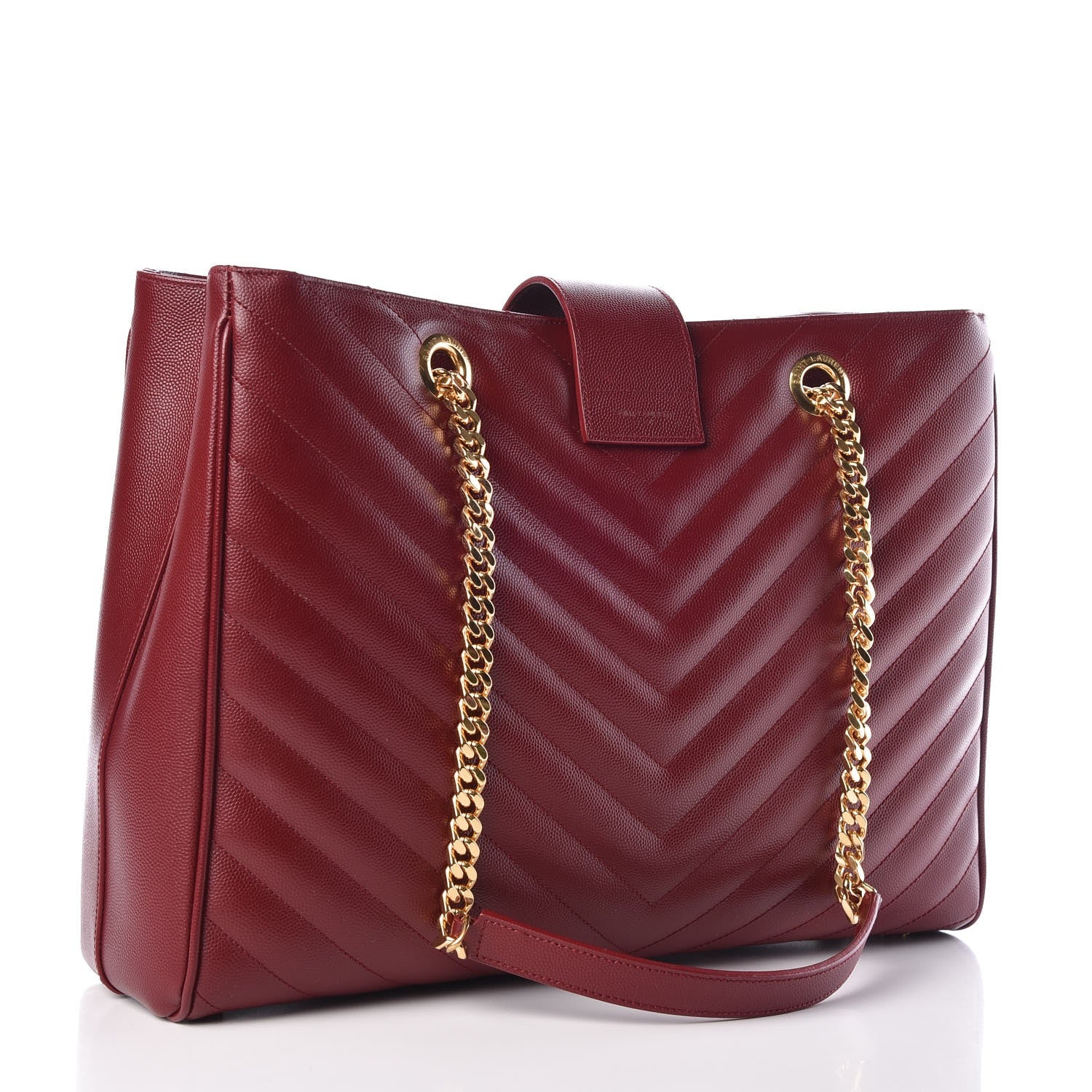 Saint Laurent Grain De Poudre Matelasse Chevron Monogram Shopping Bag Oxblood 3 of 9