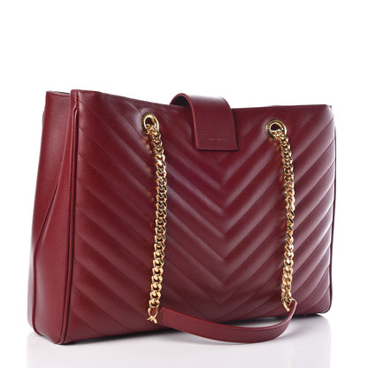 Saint Laurent Grain De Poudre Matelasse Chevron Monogram Shopping Bag Oxblood 3 of 9