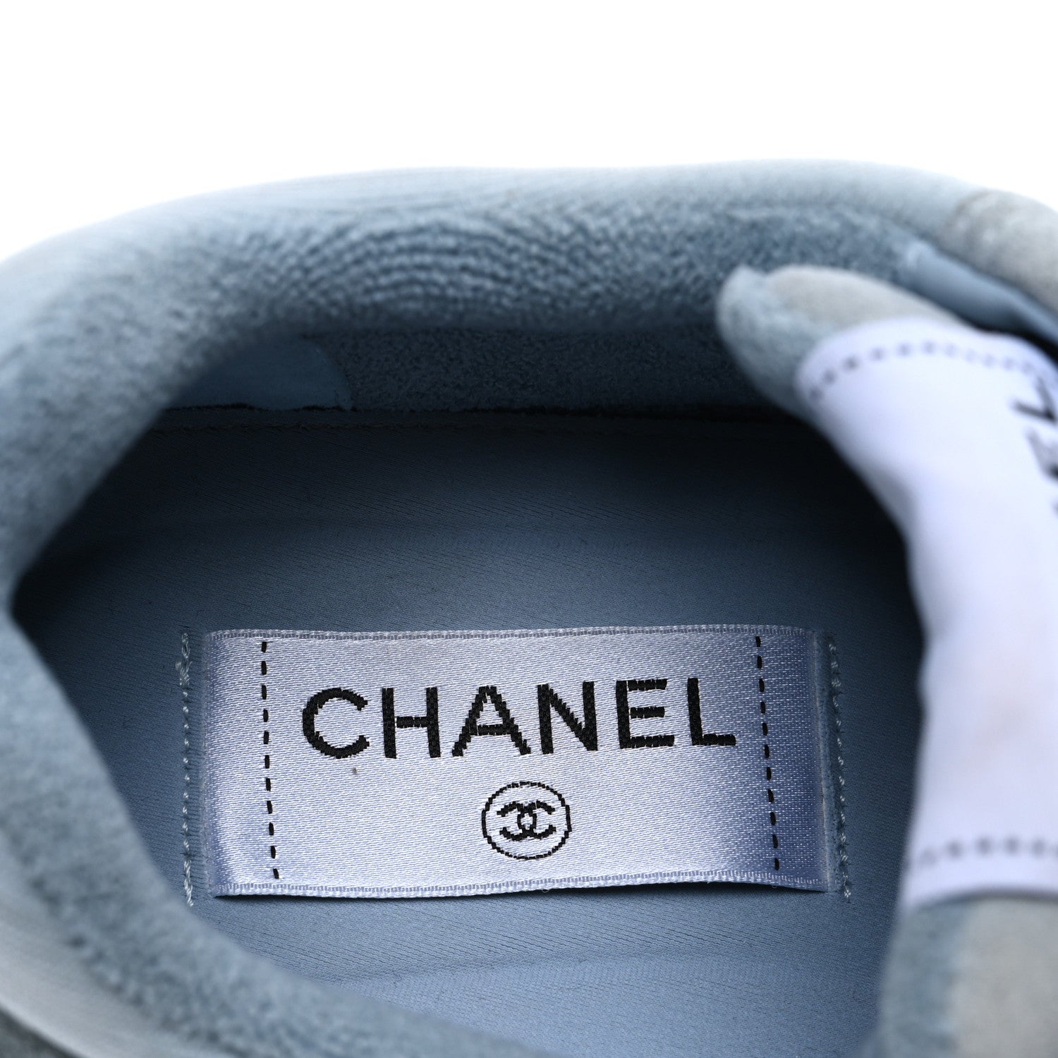 Chanel Fabric Suede Calfskin Logo Sneakers 36 Light Blue Turquoise 10 of 10