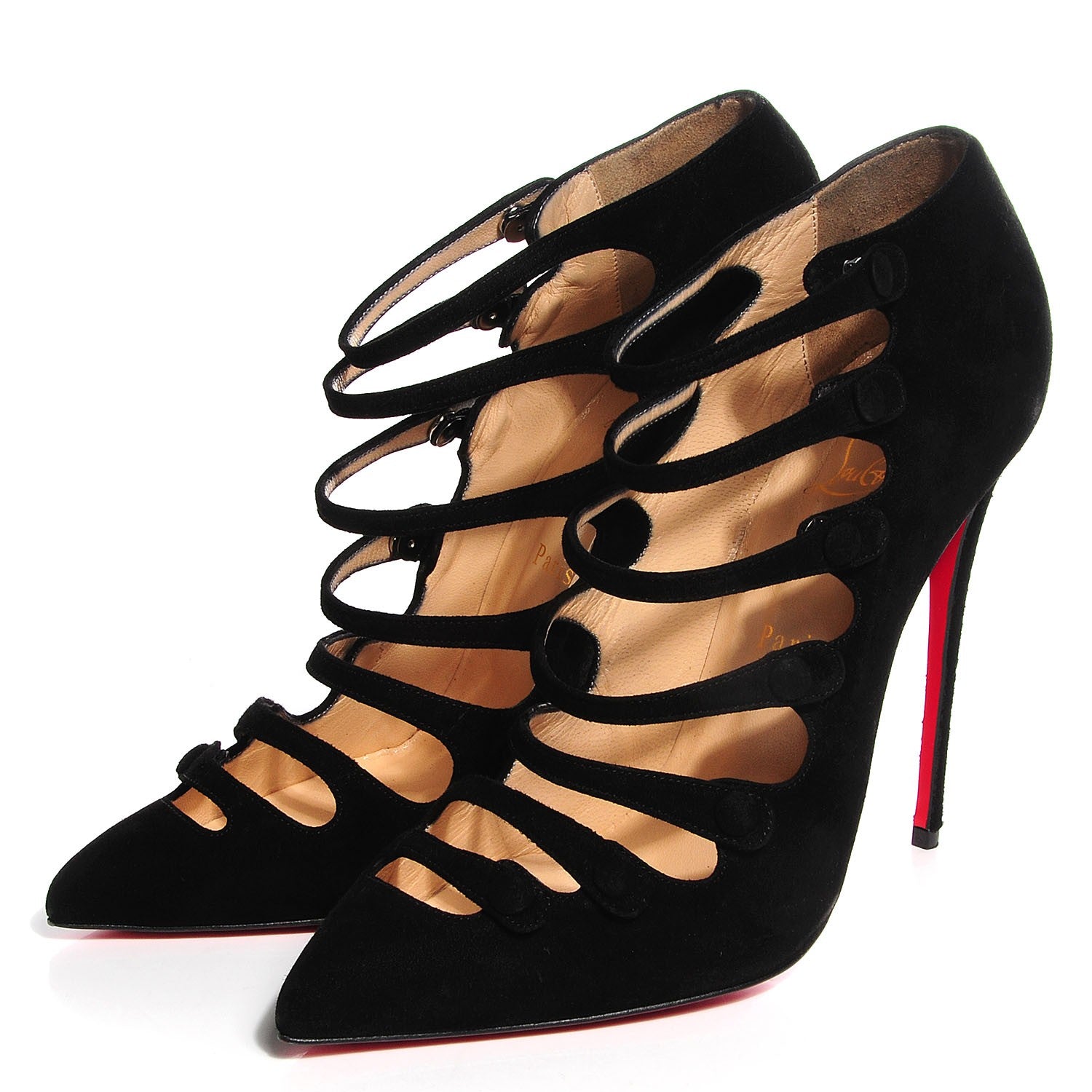 Christian Louboutin Suede Viennana 120 Strappy Booties 40 Black 3 of 7