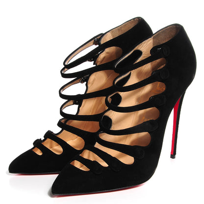 Christian Louboutin Suede Viennana 120 Strappy Booties 40 Black 3 of 7