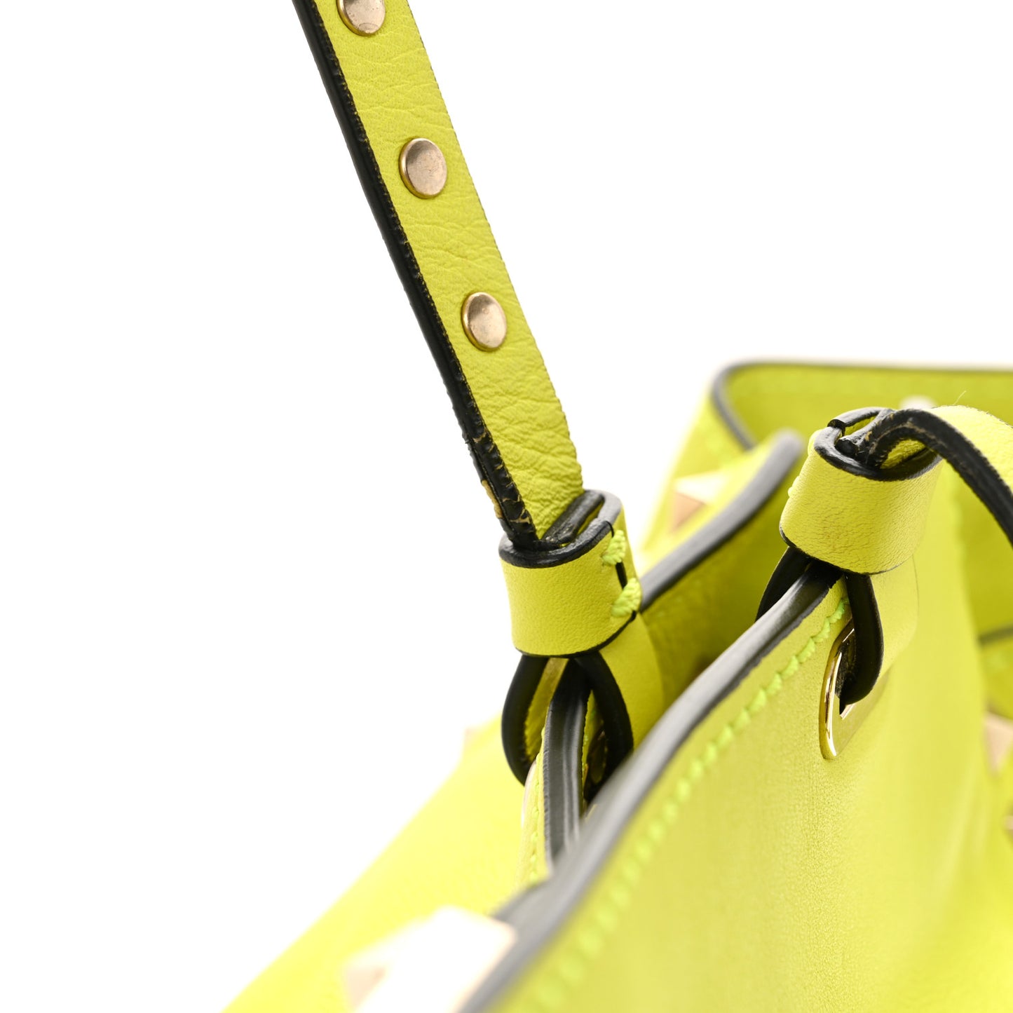 Vitello Medium Rockstud Tote Yellow Fluo