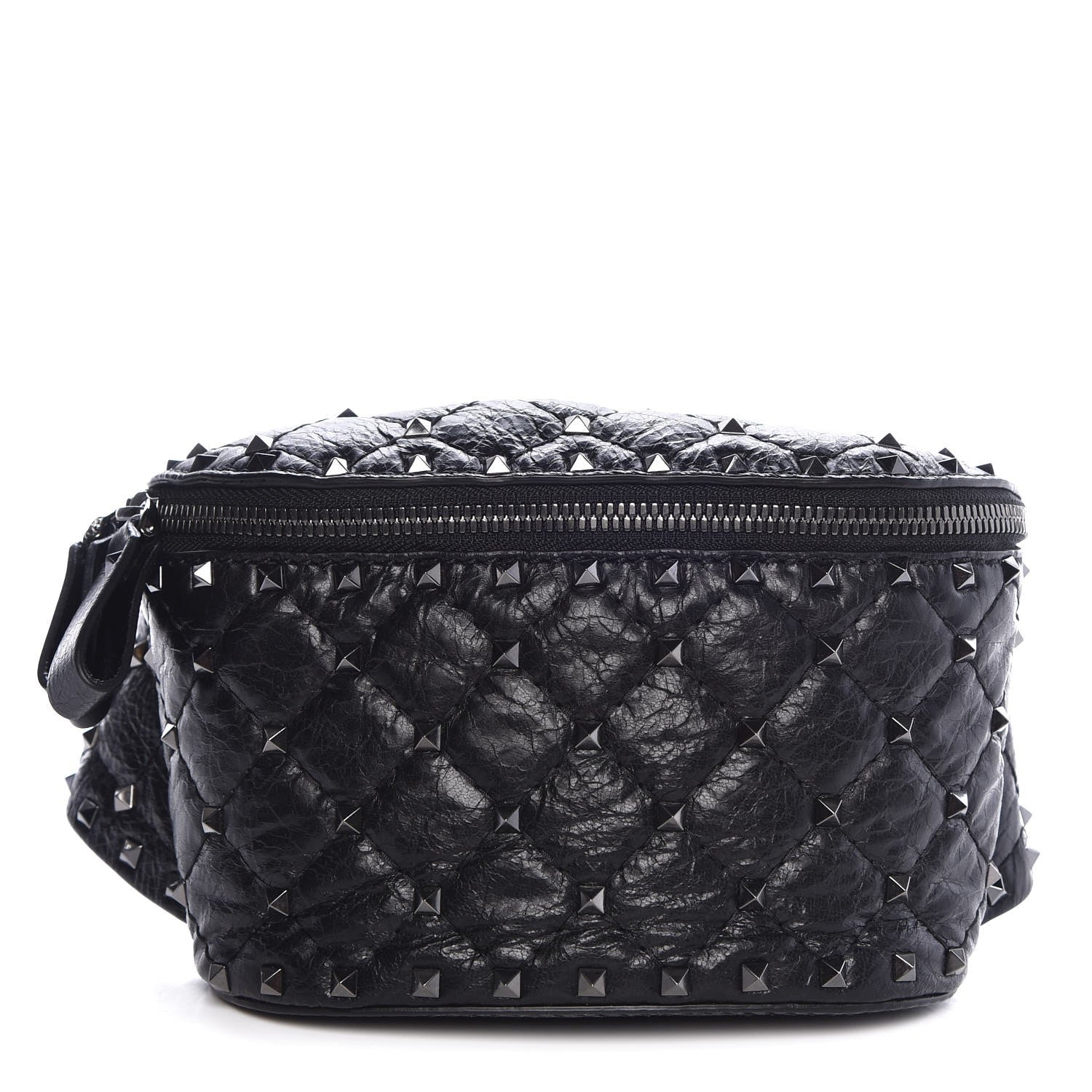 Valentino Garavani Craquele Nappa Rockstud Spike Belt Bag Black 1 of 7
