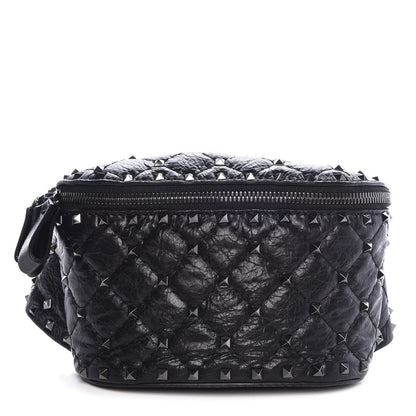 Valentino Garavani Craquele Nappa Rockstud Spike Belt Bag Black 1 of 7