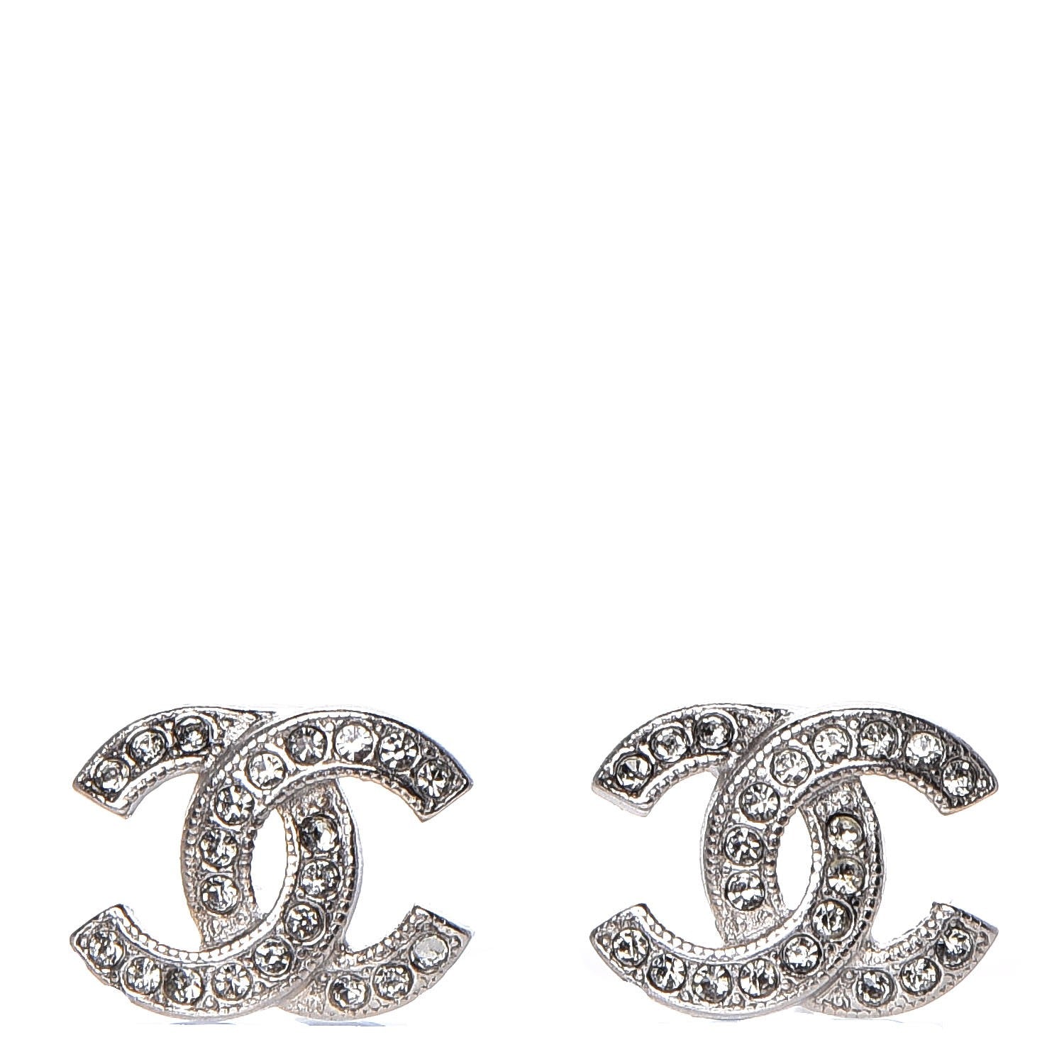 Chanel Crystal Mini CC Earrings Silver 1 of 6