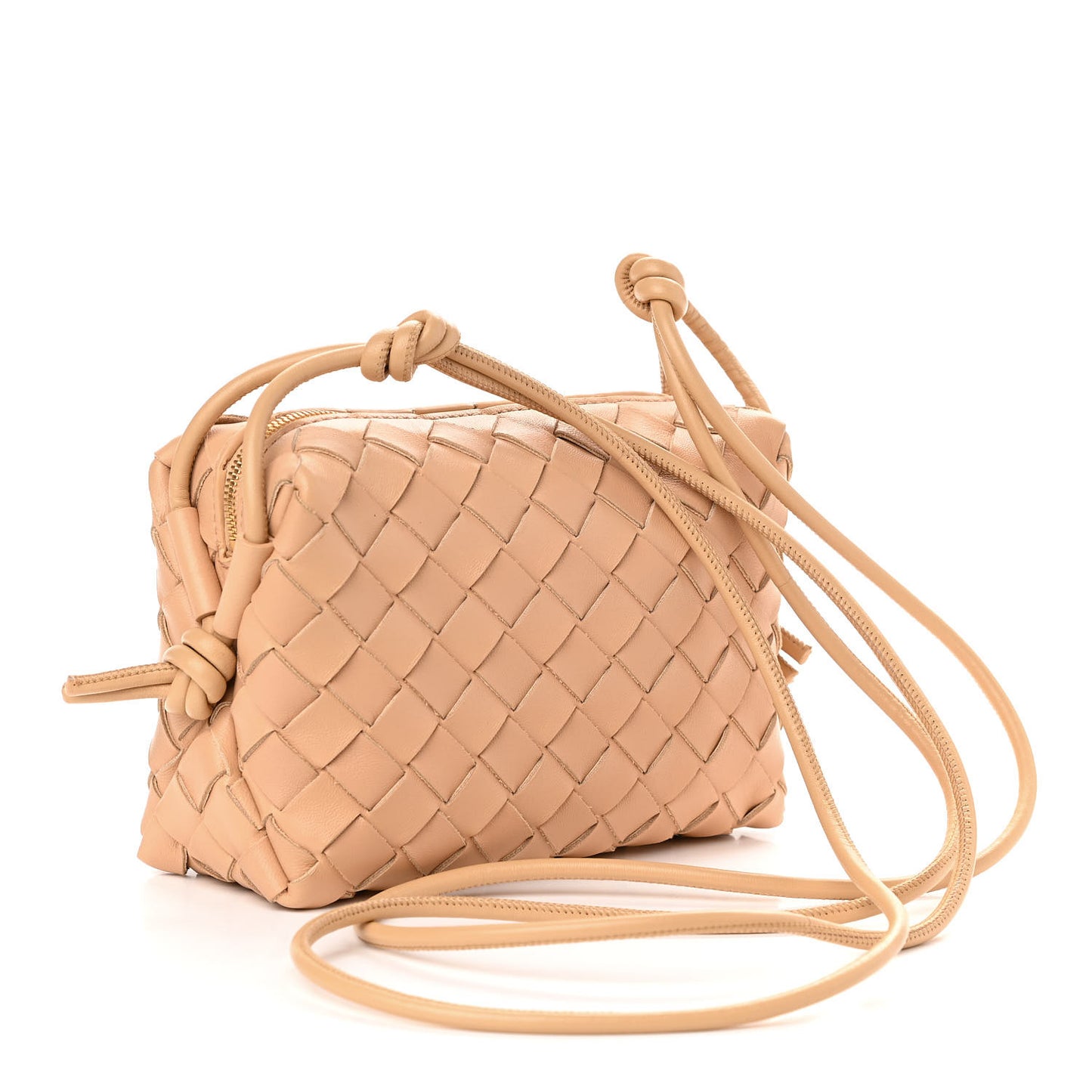 Nappa Intrecciato Mini Loop Camera Bag Almond