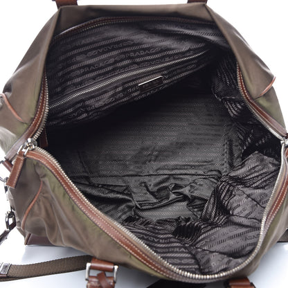 Prada Tessuto Nylon Soft Calfskin Duffle Bag Brown 5 of 13