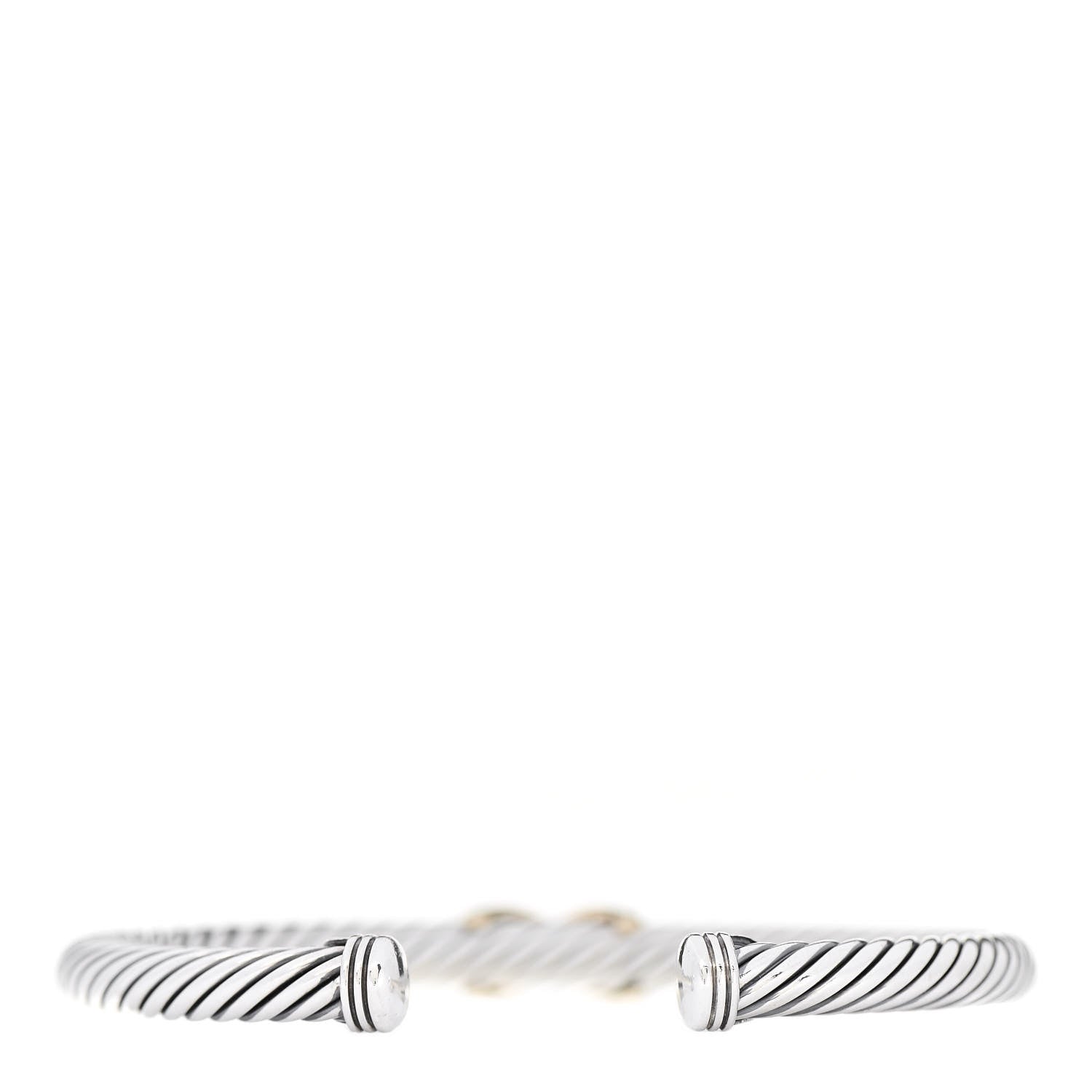 David Yurman Sterling Silver 14K Yellow Gold 5mm X Station Cable Bracelet 2 of 4
