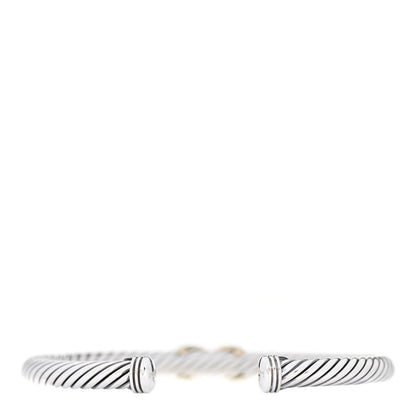 David Yurman Sterling Silver 14K Yellow Gold 5mm X Station Cable Bracelet 2 of 4