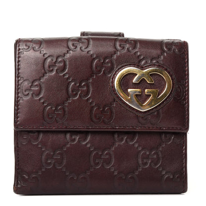 Gucci Guccissima Lovely Heart French Flap Wallet Brown 1 of 6