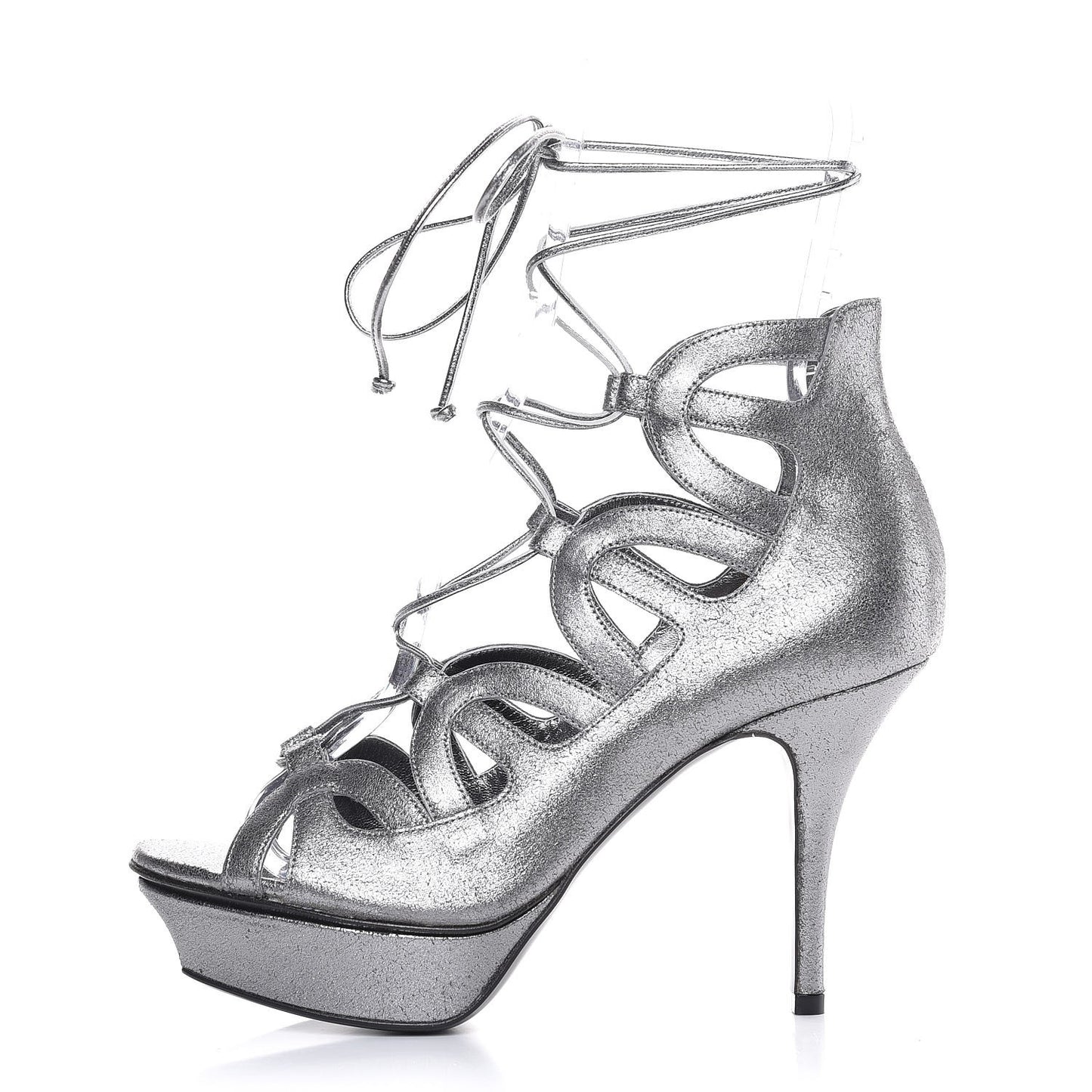 Metallic Suede Tribute Sixteen 75 Lace Up Platform Sandals 38 Acciaio