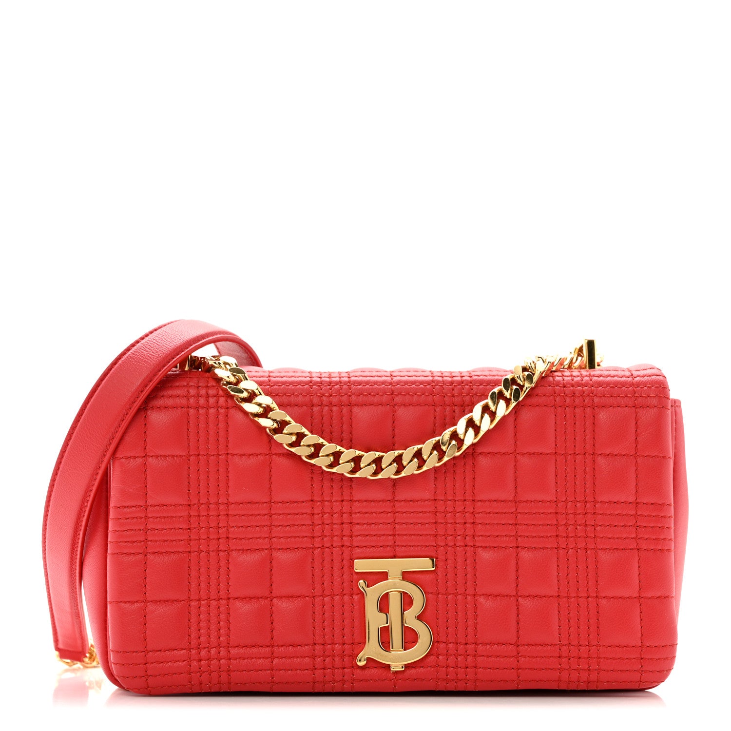Burberry Lambskin Quilted Small Lola Bag Bright Red 1 of 15