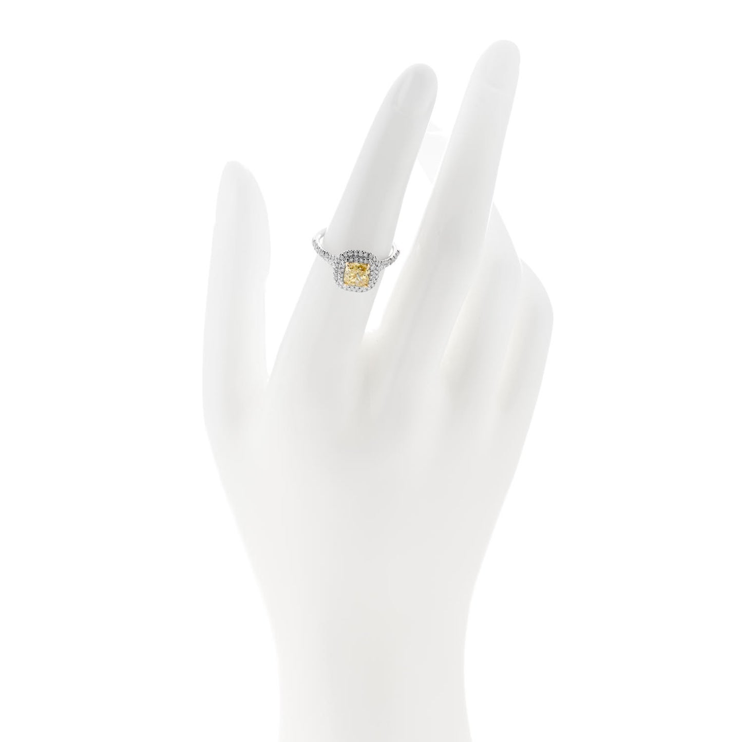 Platinum 18K Yellow Gold Fancy Yellow Diamond 1.14ct Soleste Engagement Ring 52 6
