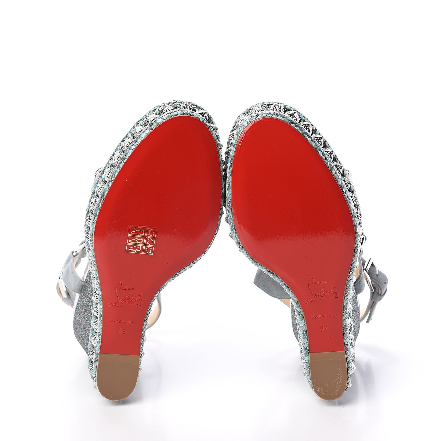 Mini Glitter Studded Pyradiams 110 Platform Sandals 39 Version Silver Green