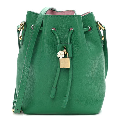 Dolce & Gabbana Drummed Calfskin Claudia Drawstring Bucket Shoulder Bag Green 1 of 13