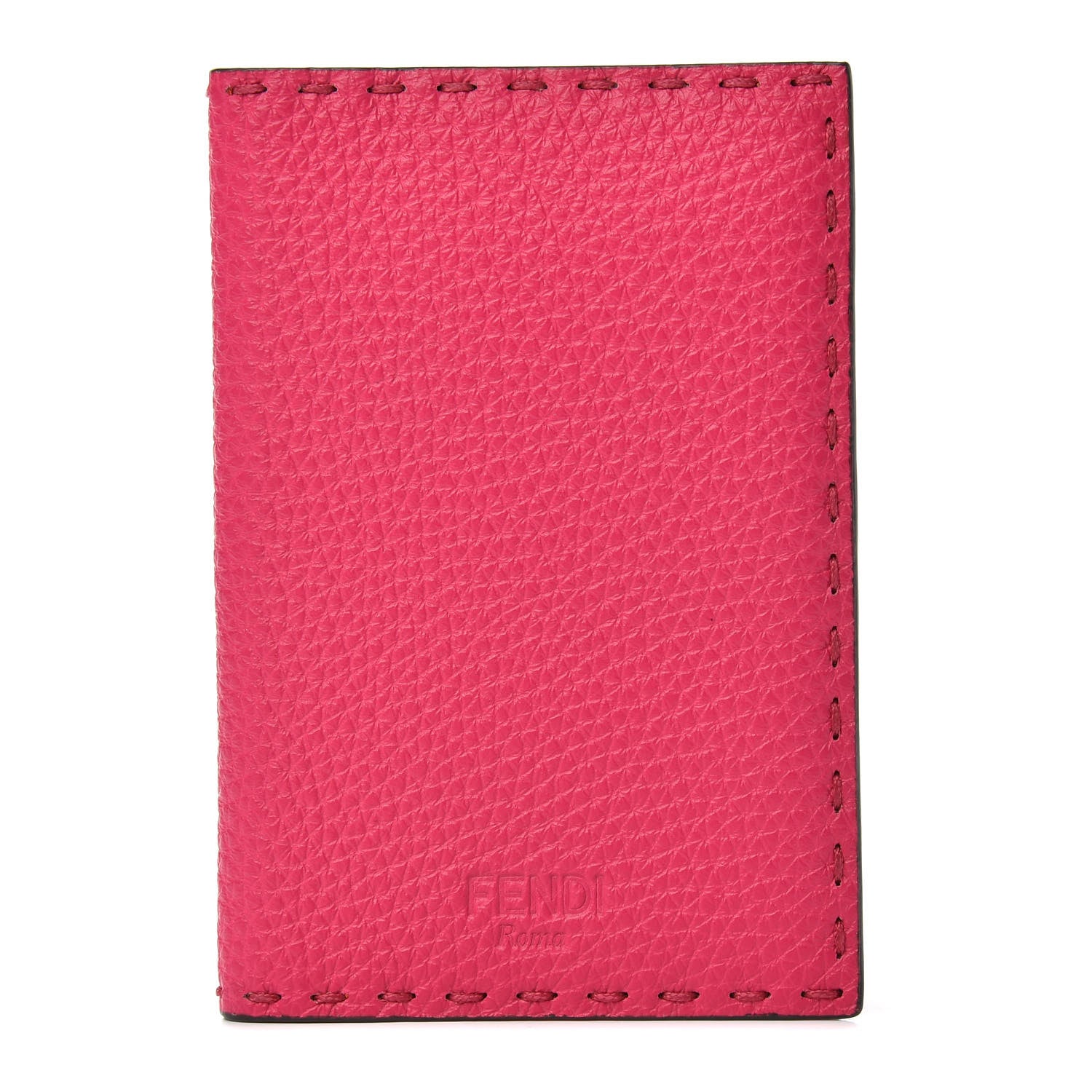 Fendi Cuoio Romano Selleria Bi-Color Passport Cover Fuxia Papavero 1 of 7
