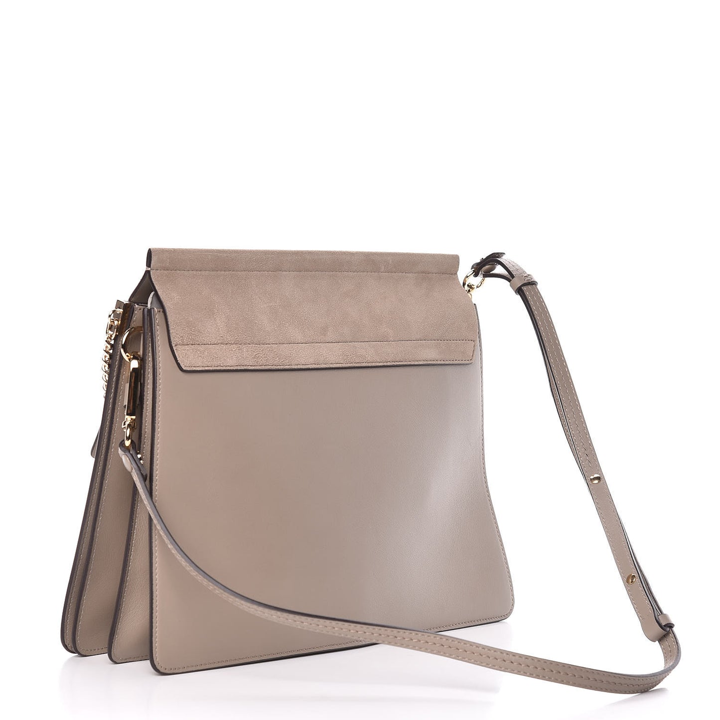 Calfskin Suede Medium Faye Shoulder Bag Motty Grey