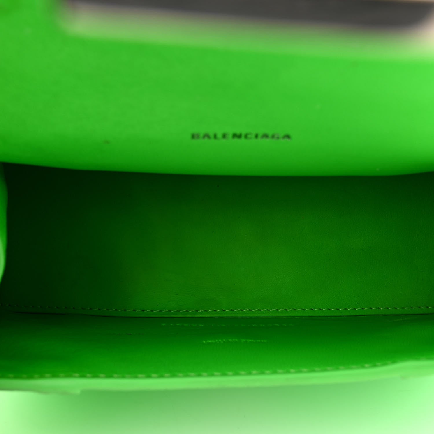 Balenciaga Shiny Calfskin Crocodile Embossed Hourglass Top Handle Bag XS Fluo Green 5 of 12