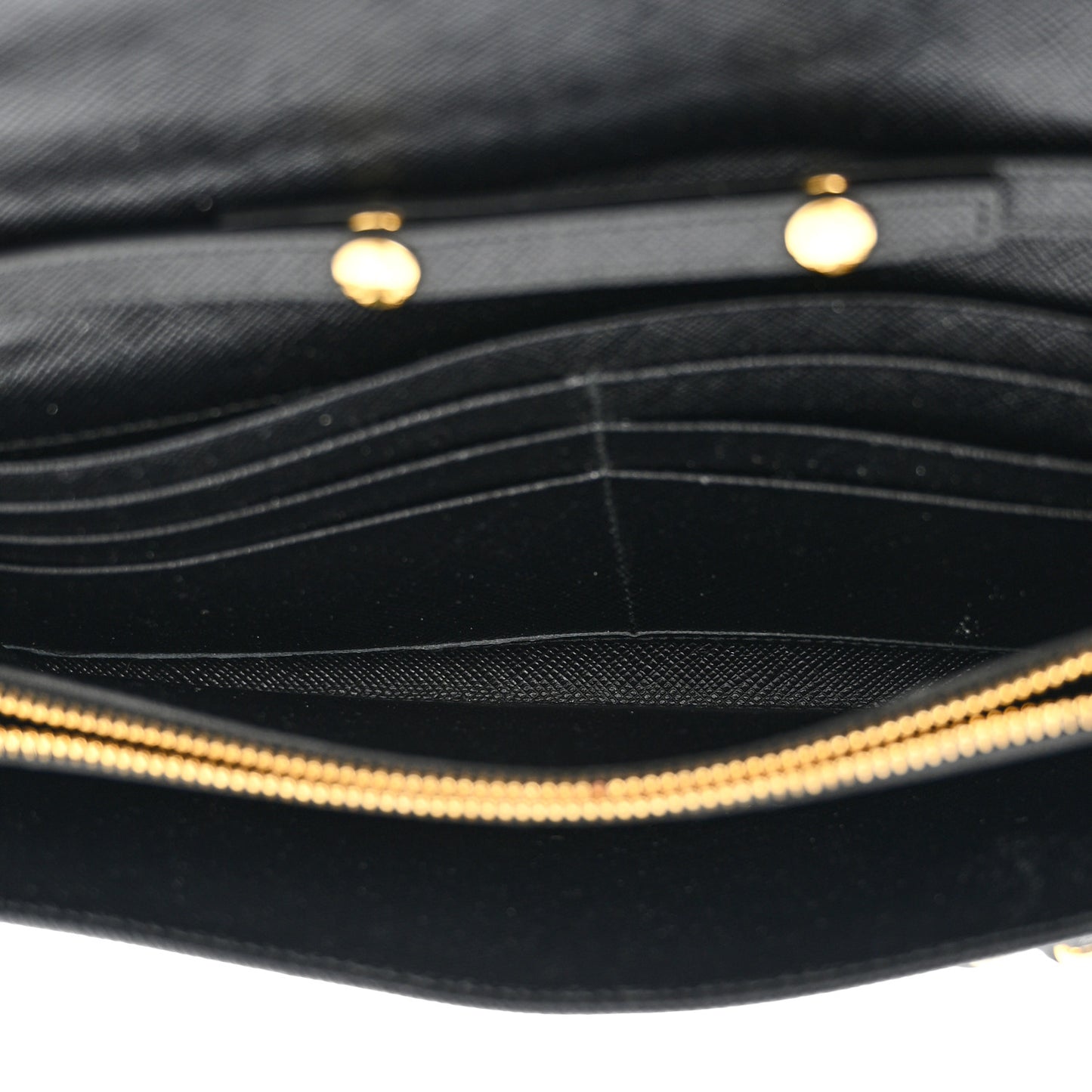 Saffiano Metal Oro Chain Wallet Black