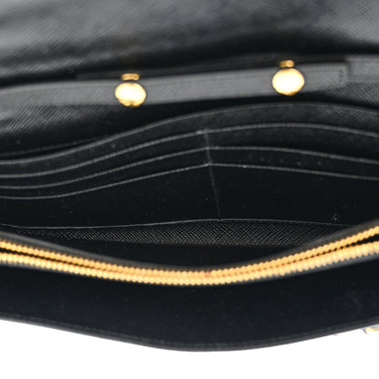 Prada Saffiano Metal Oro Chain Wallet Black 5 of 11