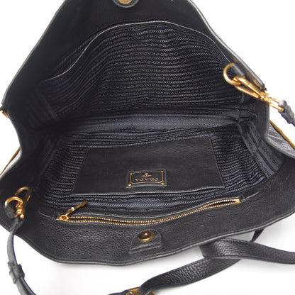 Prada Vitello Daino Side Zip Tote Black 4 of 9