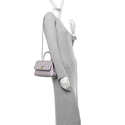 Chanel Metallic Caviar Quilted Mini Coco Handle Flap Light Pink 2 of 11