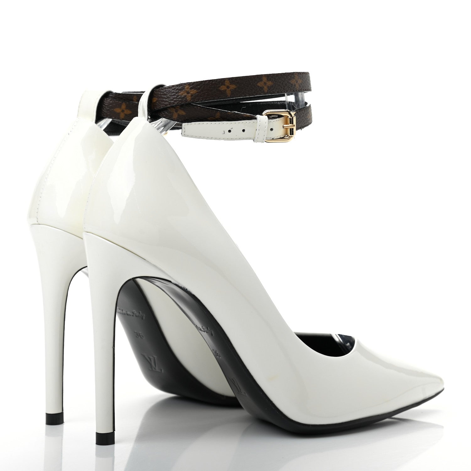 Louis Vuitton Monogram Patent Call Back Pumps 36 White 4 of 12