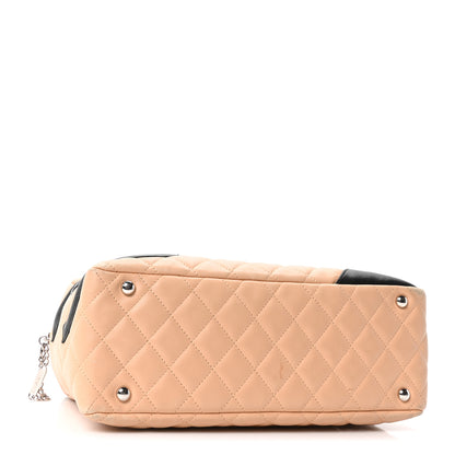 Chanel Calfskin Quilted Large Cambon Bowler Beige Black 4 of 10