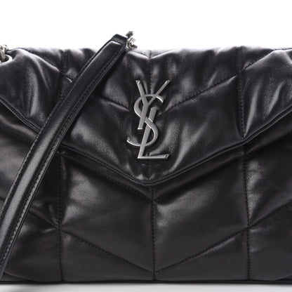 Saint Laurent Lambskin Quilted Small Loulou Puffer Monogram Chain Satchel Black 11 of 11