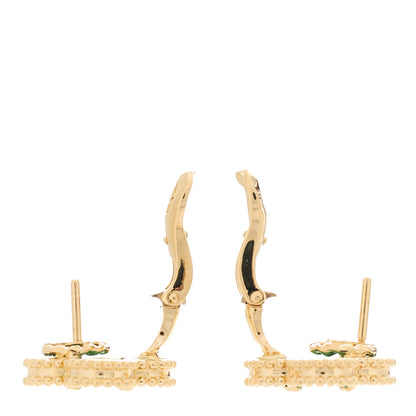Van Cleef & Arpels 18K Yellow Gold Malachite Vintage Alhambra Earrings 3 of 4