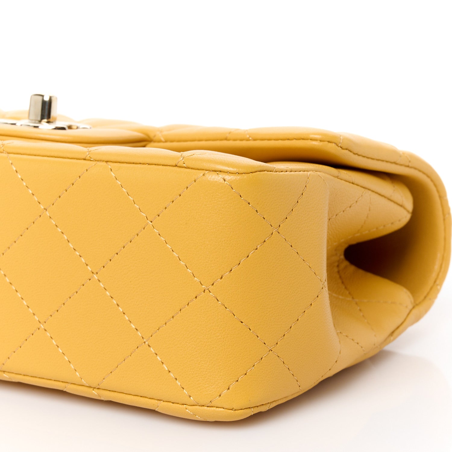 Chanel Lambskin Quilted Mini Top Handle Rectangular Flap Yellow 11 of 12